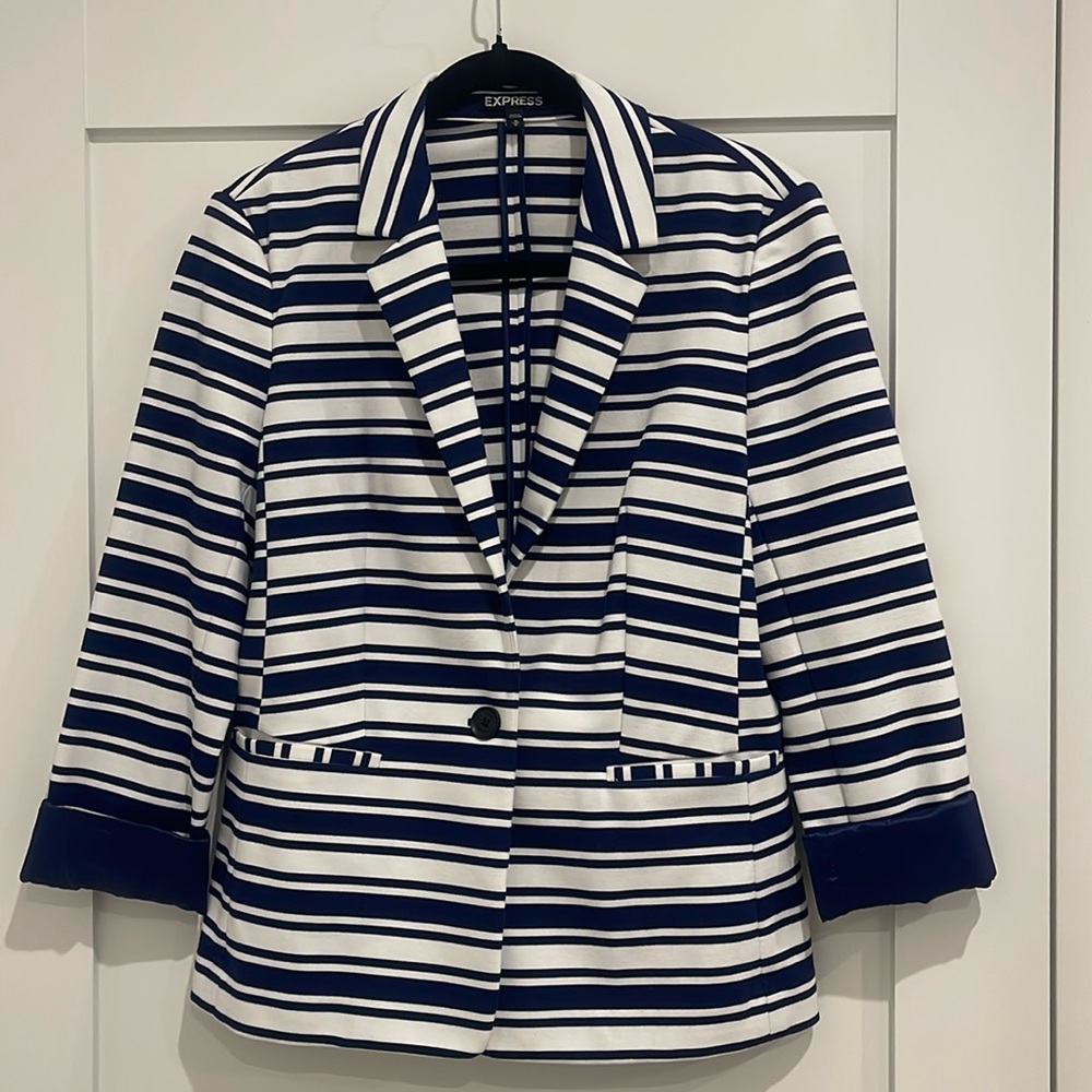 Express one button striped jacket with pockets